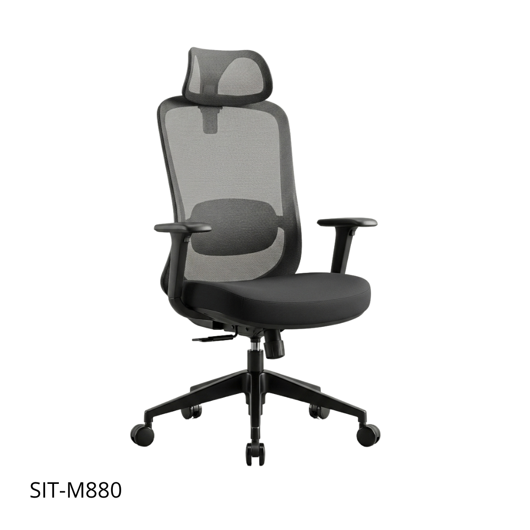 Silla SIT ejecutiva 300 lb con respaldo alto negro, superficie de Nylon ajustable | SIT-M880