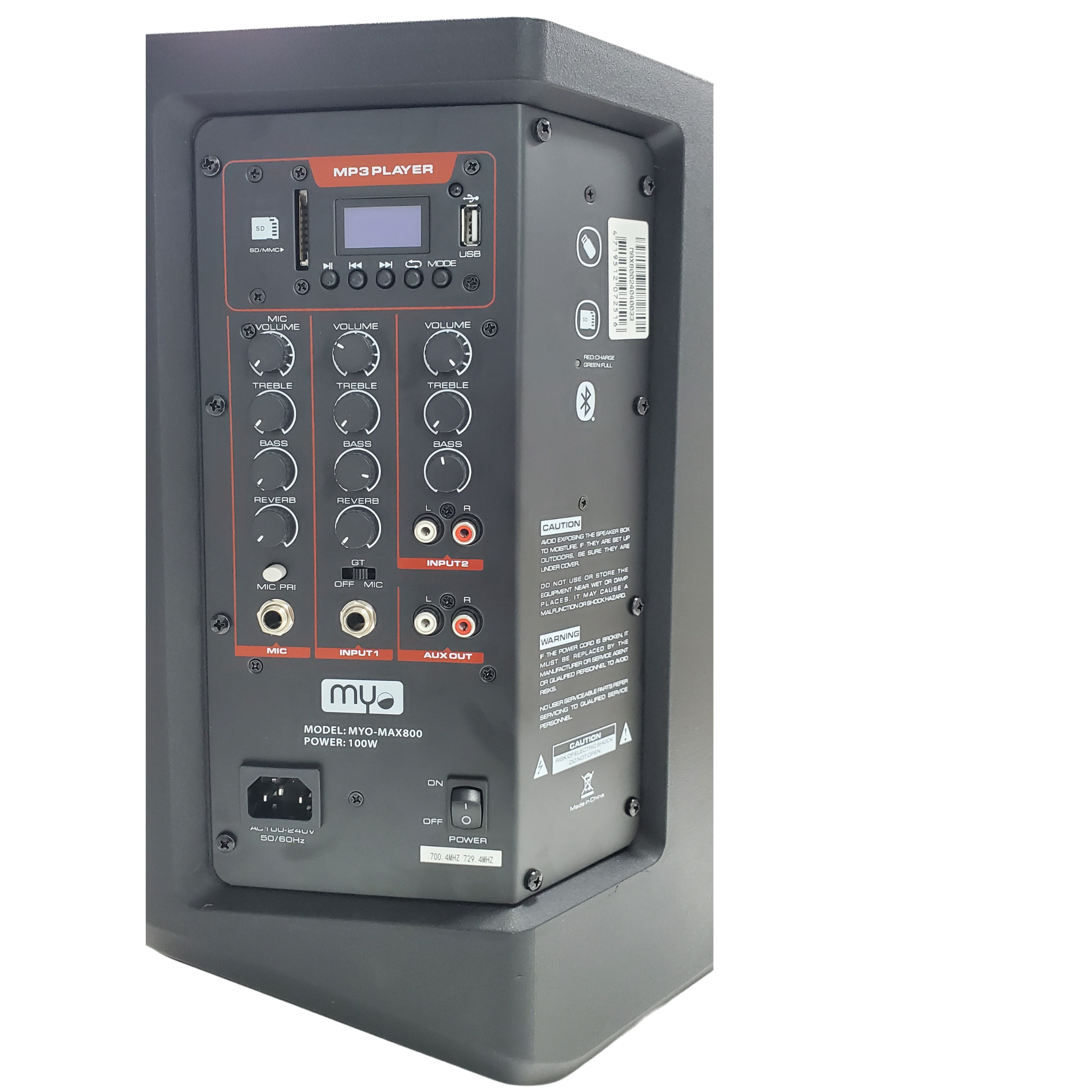 Parlante MYO con Batería MP3, 80W con Micrófono Inalámbrico UHF.