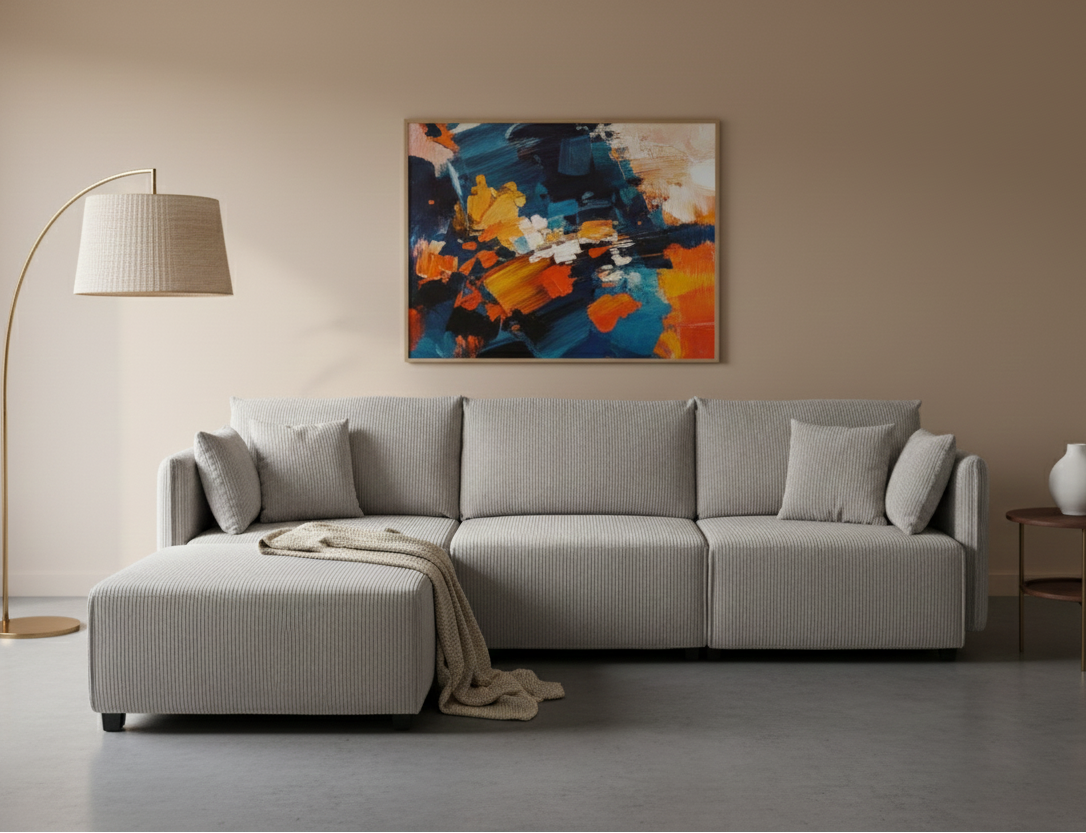 Sofá SIT Evana foam de alta densidad, colores beige, azul claro, gris claro / medidas 269 x 161 x 88 cm  / SIT-EVANA