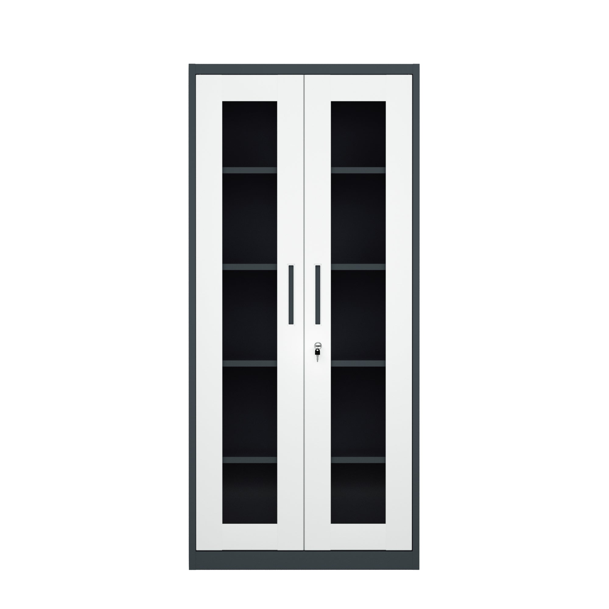 ARMARIO IOFFICE ARCHIVADOR 2 PUERTAS DE VIDRIO, ACERO,GRIS CLARO Y NEGRO, AJUSTABLES,185x90x40cm