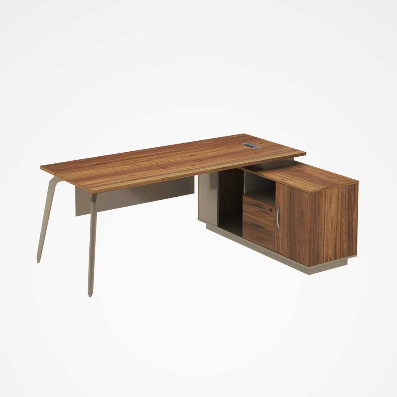 Escritorio SIT tipo L base metálica, mesa auxiliar melamina nogal con medidas 1,600 x 800 x 750 mm SIT-D535WAL