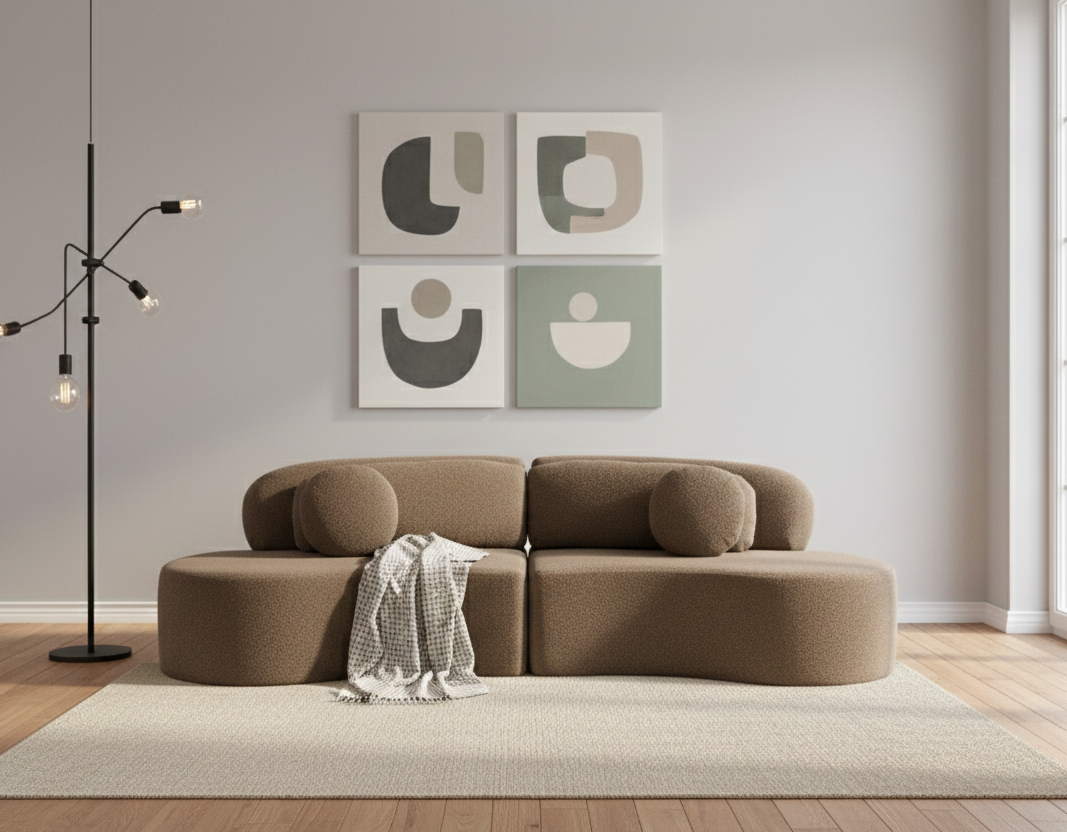 Sofá SIT Ovalia de alta densidad color beige, azul, cade / medidas 267 x 96 x 76 cm / SIT-OVALIA