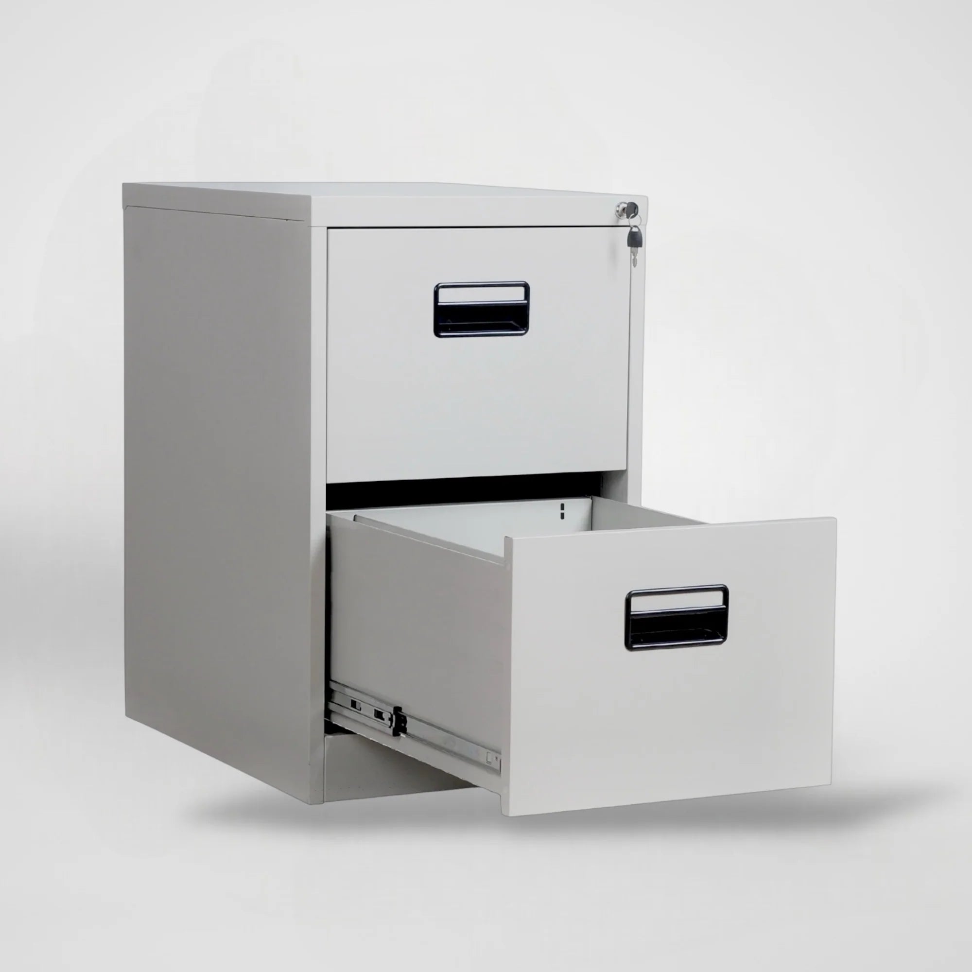Archivero Vertical iOffice, 2 Cajones, Acero, Color gris claro, Cerradura con 2 llaves.