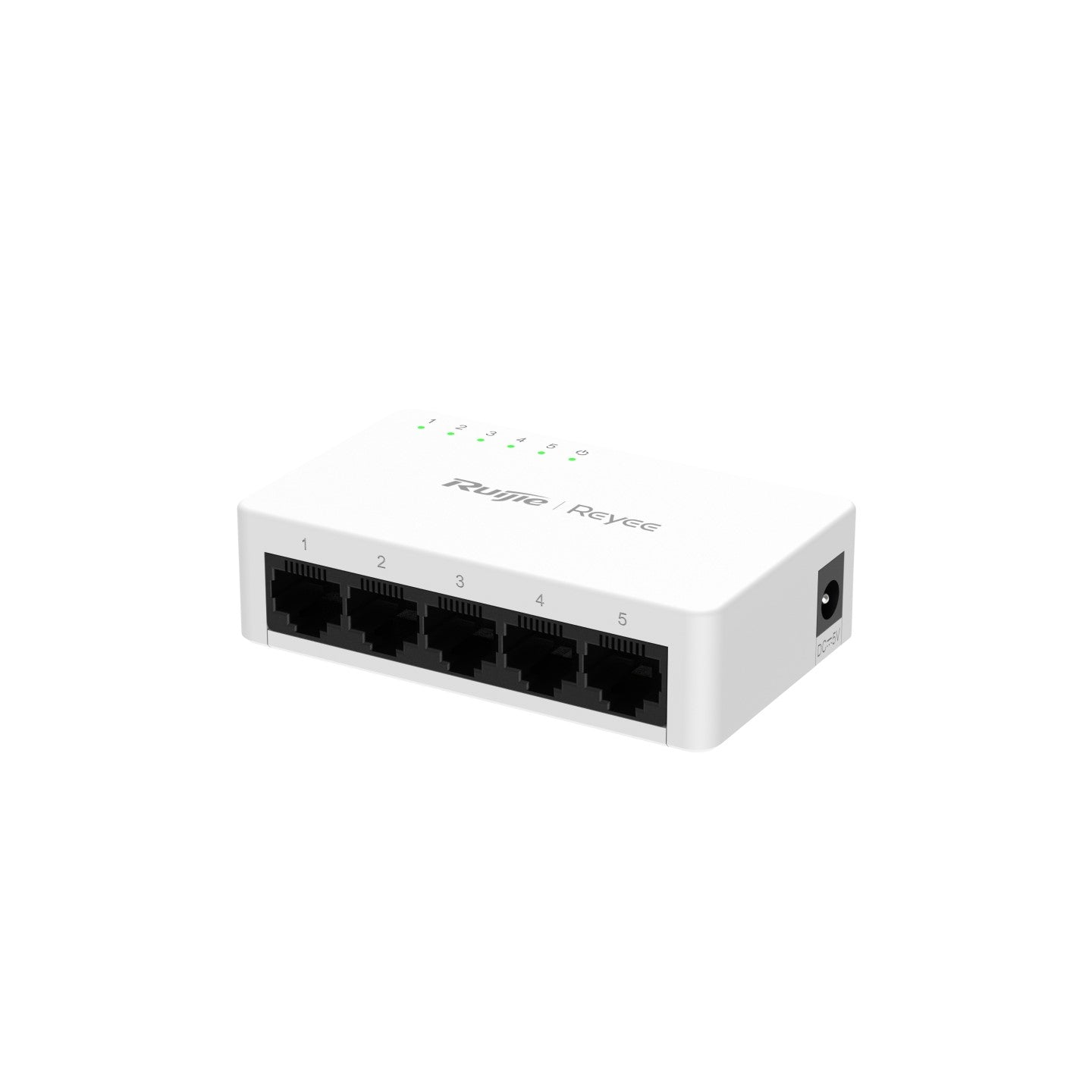 Switch Ruijie de 5 puertos RJ45, velocidades de 10/100/1000 Mbps, tecnología de ahorro de energía  RGES05GL