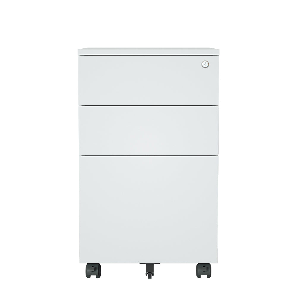 Archivador Móvil iOffice (Gavetero) 3 Gavetas, Acero, 1 cerradura, 2 llaves, Color Blanco.