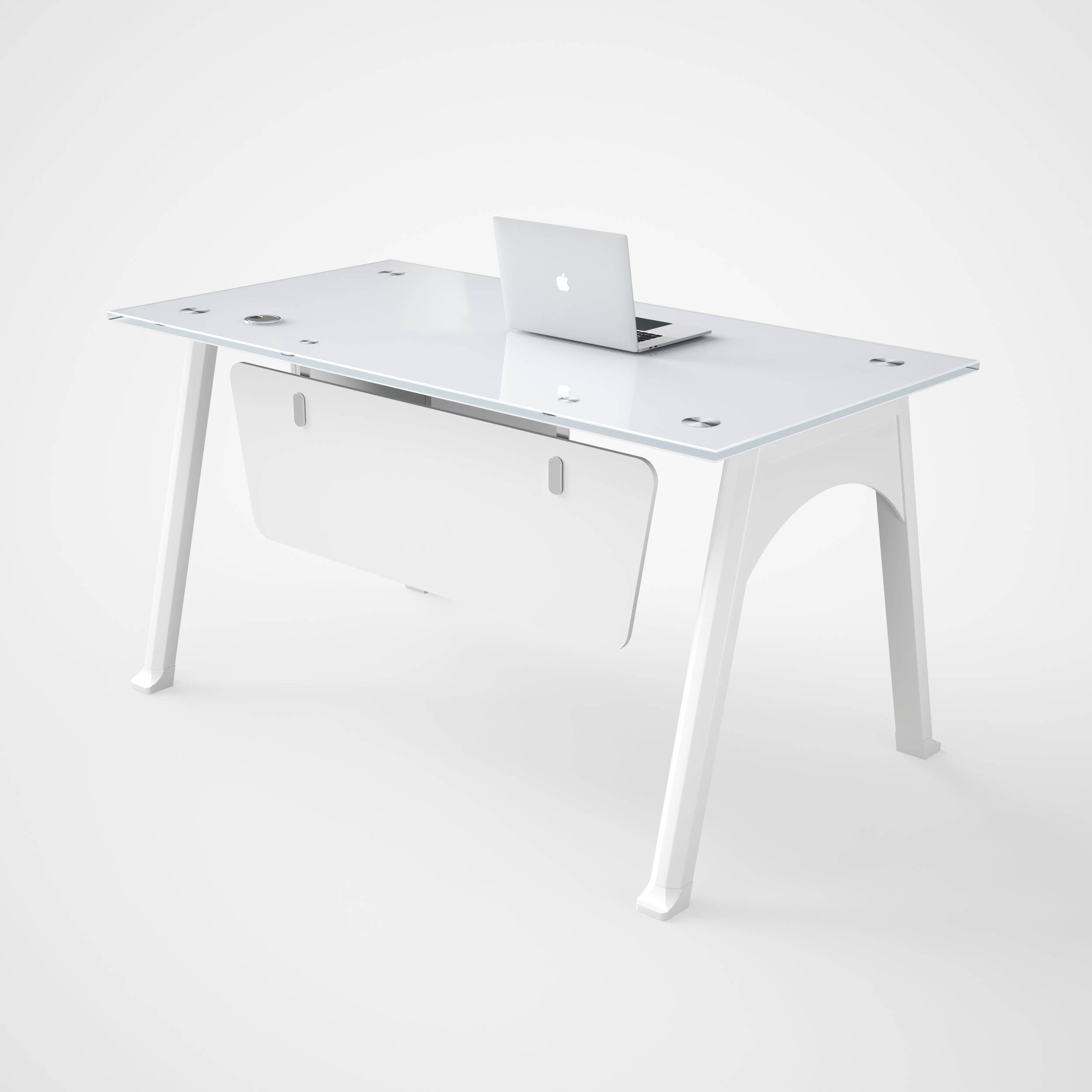ESCRITORIO SIT COLOR BLANCO, BASE CUADRADA VIDRIO TEMPLADO, 2 GAVETAS, BASE METALICA W120xD60xH75C