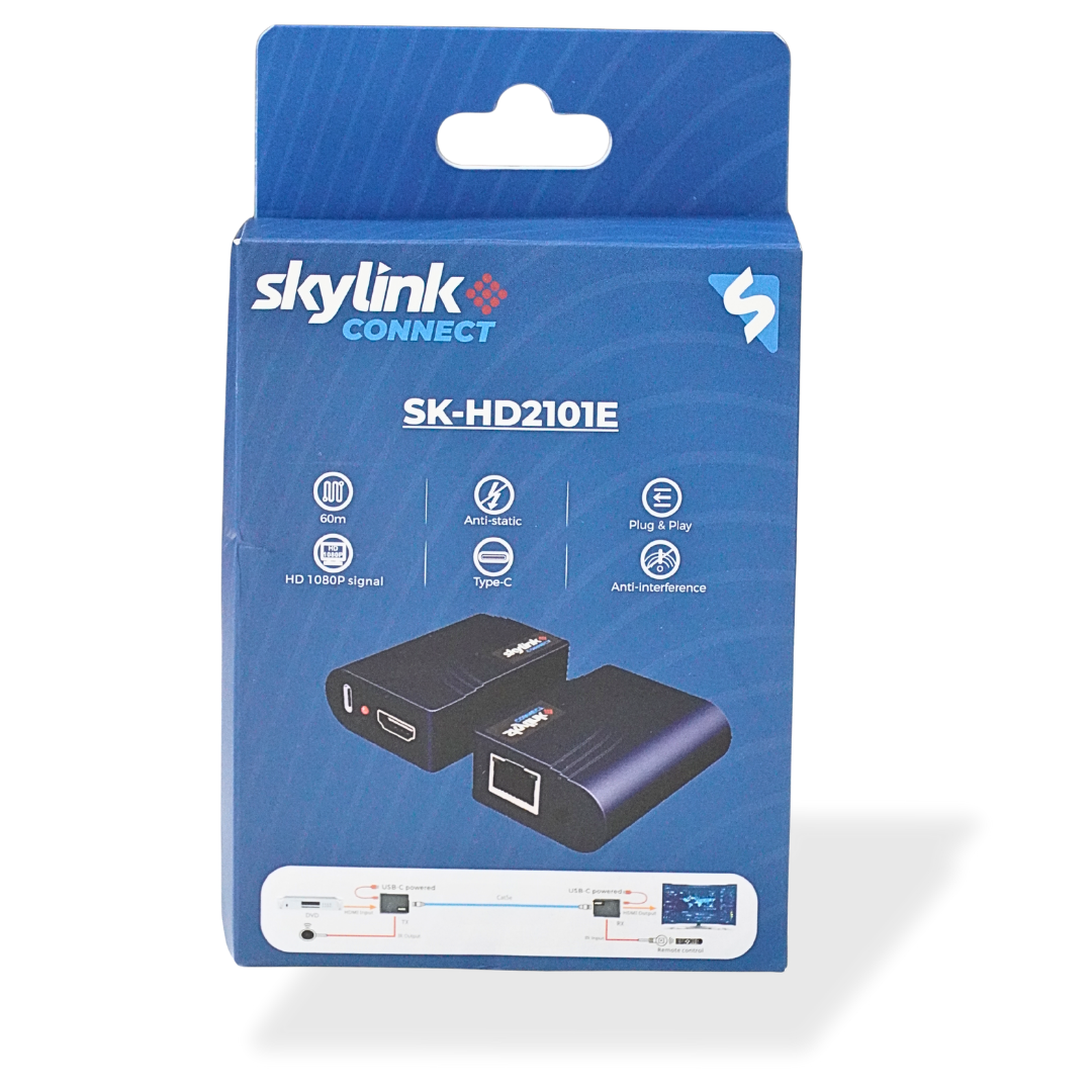 EXTENDER HDMI ACTIVO DE 1 CANAL SKYLINK, 60 MTS, CONTROL REMOTO INFRARROJO, CABLE USB-A A TIPO-C