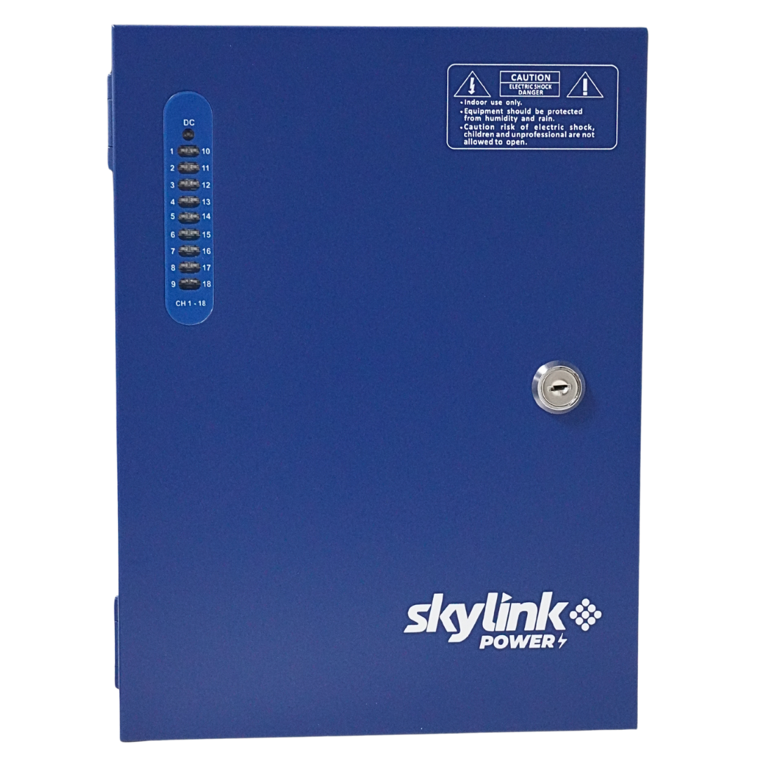 Fuente de Poder CCTV 18 Canales Skylink 12V 20A | Fuente Centralizada de Alta Estabilidad