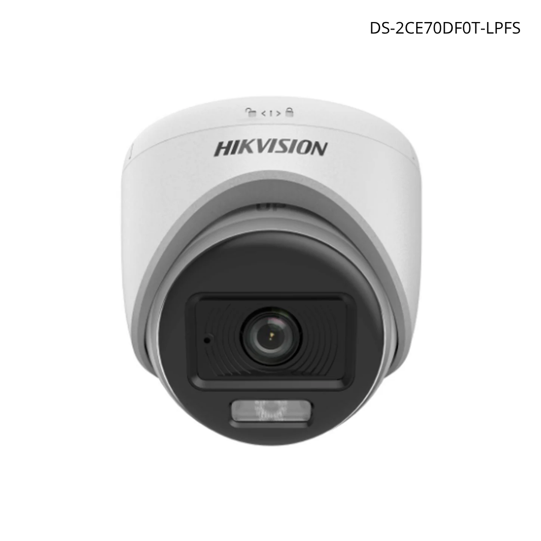 Cámara TurboHD HIKVISION domo 2 MP ColorVu 20 m lente 2.8 mm interior micrófono | DS-2CE70DF0T-LPFS