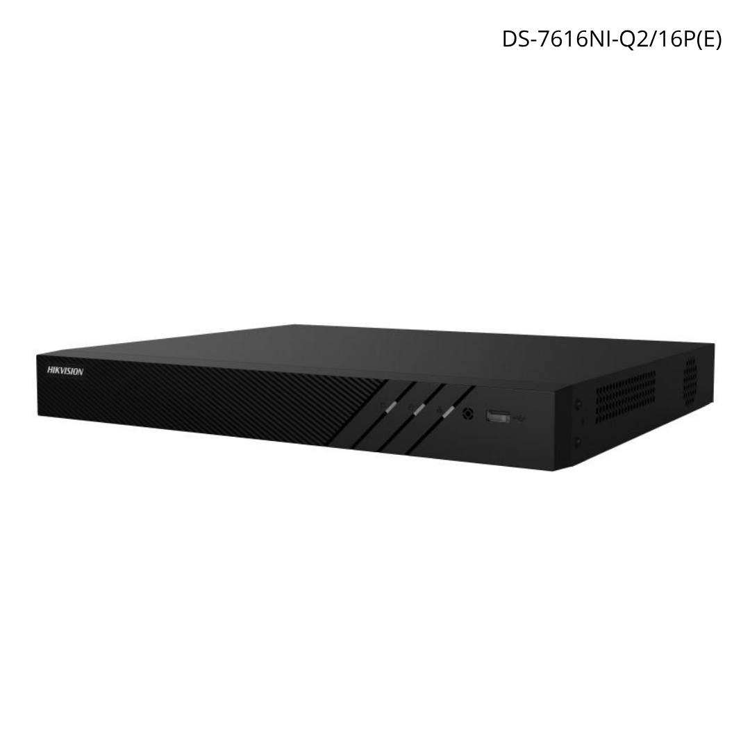 NVR HIKVISION 16 canales 4K PoE H265+ 2HDD 8TB ancho de banda 160 Mbp | DS-7616NI-Q2/16P(E)