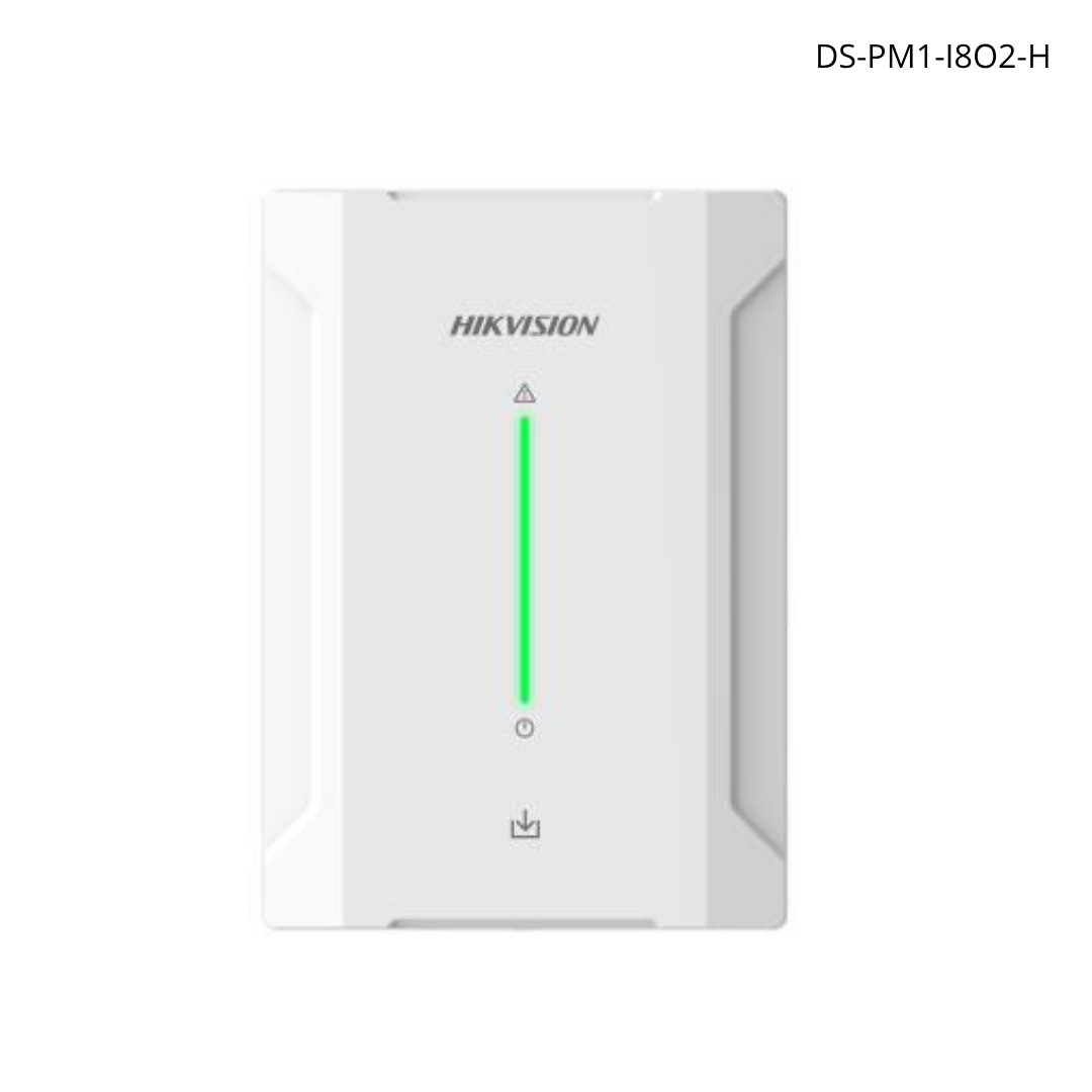 Expansor HIKVISION AX HYBRID PRO de 8 zonas cableadas, conexión bus speed-x 2 salidas relevador | DS-PM1-I8O2-H