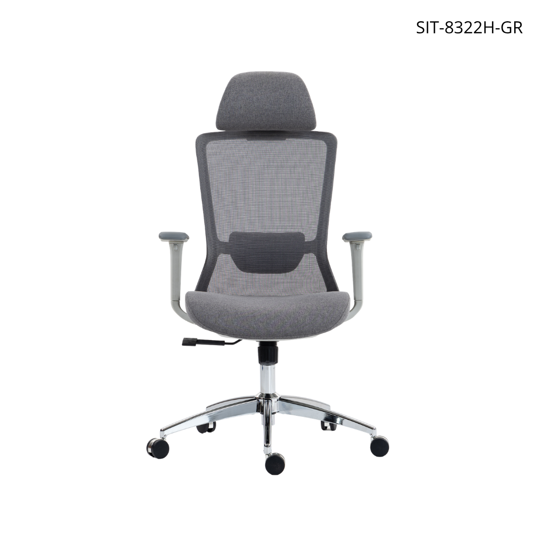 Silla SIT ejecutiva de oficina 300 lb, en color negro o gris nylon, poliéster, transpirable, tela  | SIT-8322H-BK | SIT-8322H-GR