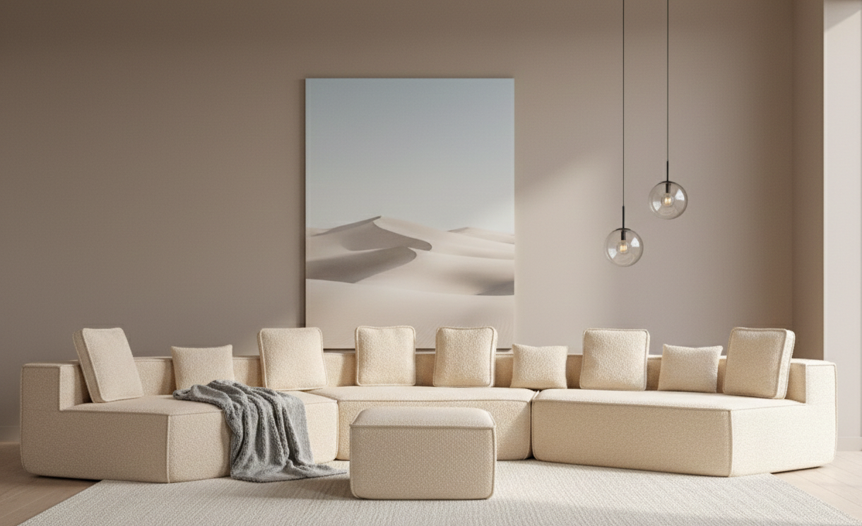 Sofá SIT Tessa foam de alta densidad color beige o gris azul / medida 460 x 198.5 x 66.5 cm SIT-TESSA