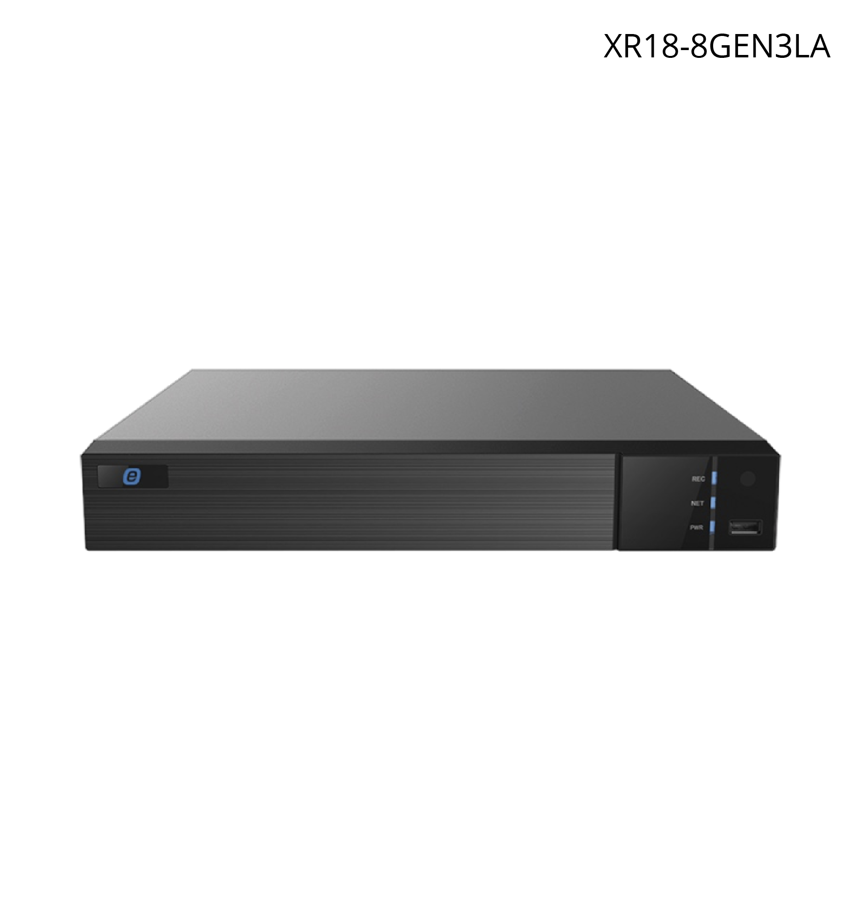 NVR E-Series GEN3, 8MP 4K, 8 Canales IP, Soporta 1 HDD, H.265+, Soporta Inteligencia Artificial, NDAA Certificado.