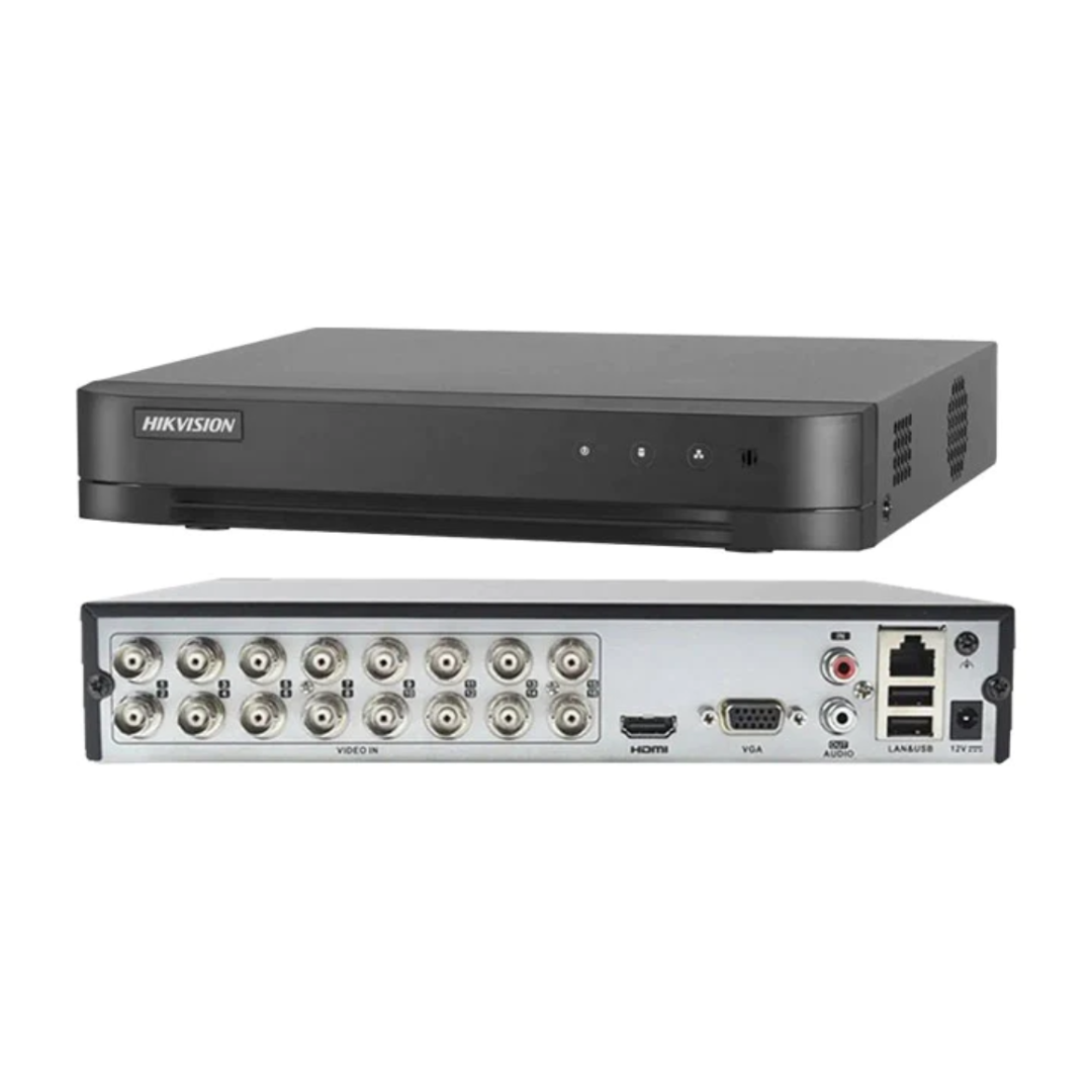 DVR HIKVISION 8CH 3K LITE AcuSense audio dos vias H265 + 4CH IP 6MP/5MP/4MP  HDD 10TB / iDS-7208HQHI-M1/XT