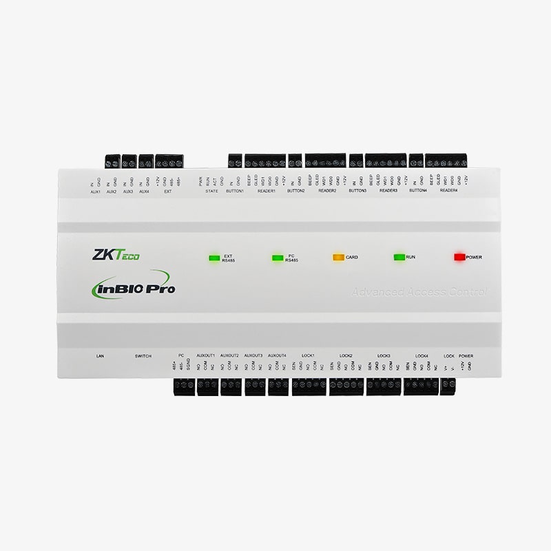Controladora ZKTeco 4 puertas 8 lectores RS485, huella, tarjeta, QR, facial,  500,000 eventos