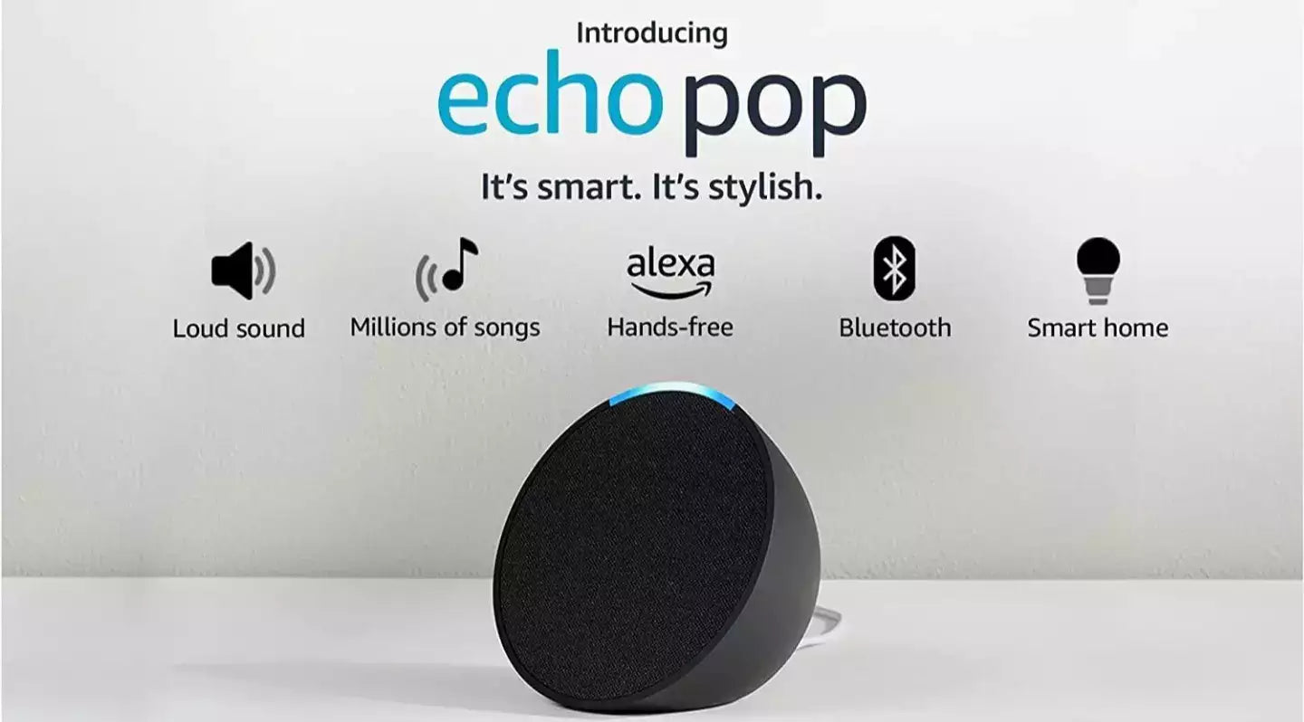 Parlante Inteligente y Compacto con Sonido definido y Alexa. EchoPop