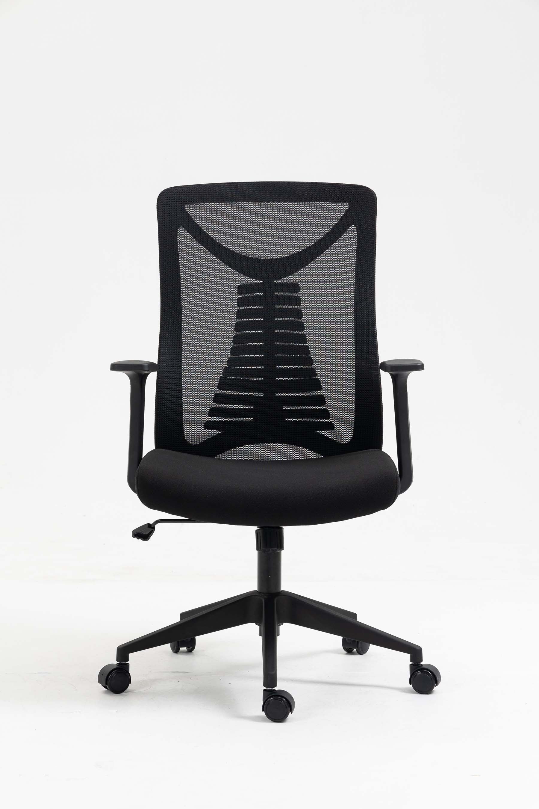 Silla Sit ejecutiva, malla negra, inclinacion flexible, ruedas de goma, soporta 250 lbs, apoyo lumbar