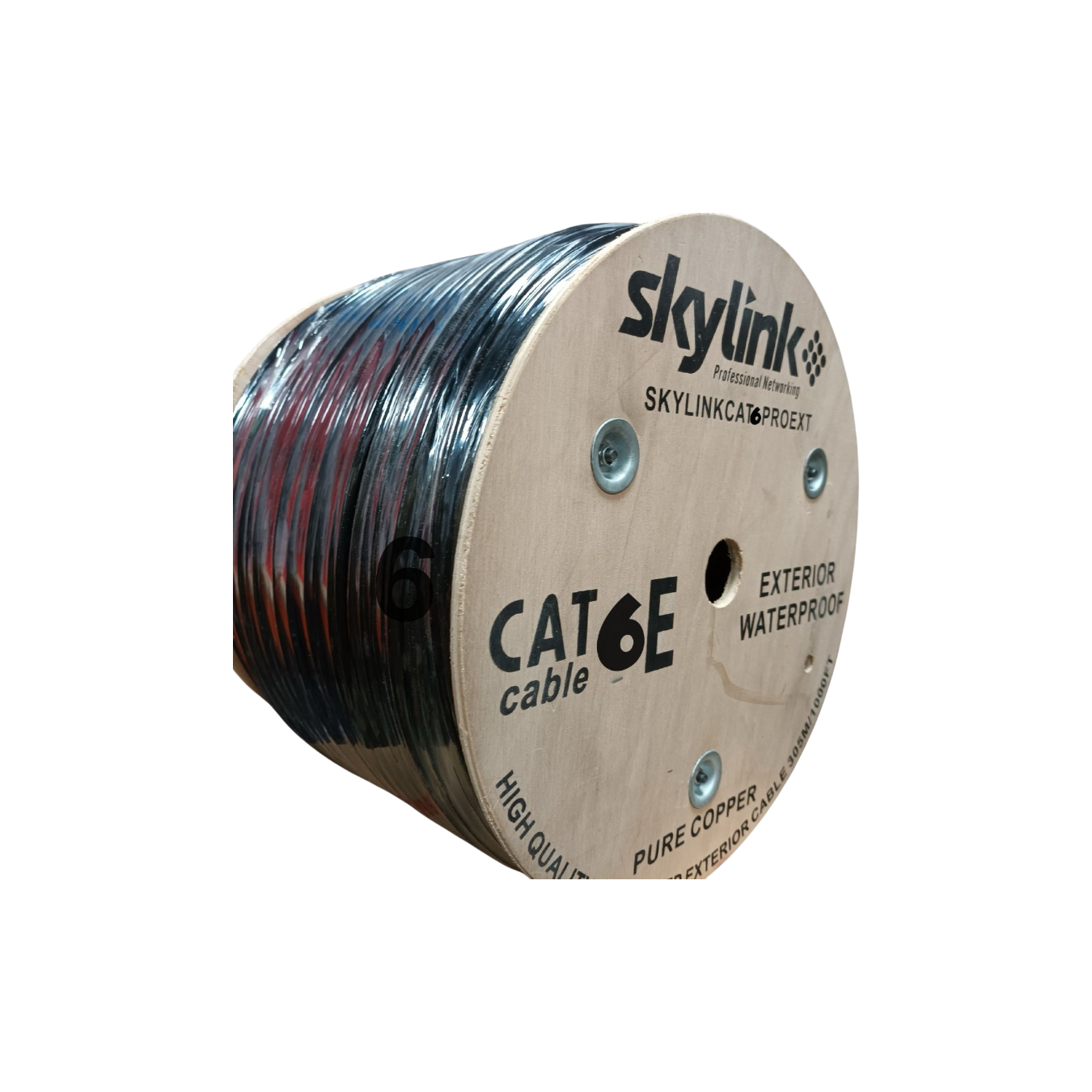 Cable UTP Cat6 Skylink, 100% Cobre, Color Negro, 1000 Pies por Rollo, Exterior, Certificado RoHS, CCE.
