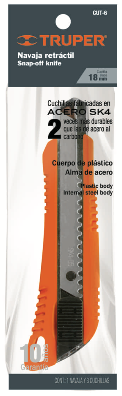 Cuchilla Retráctil CUT-6 Pulgadas Metálica / Truper.