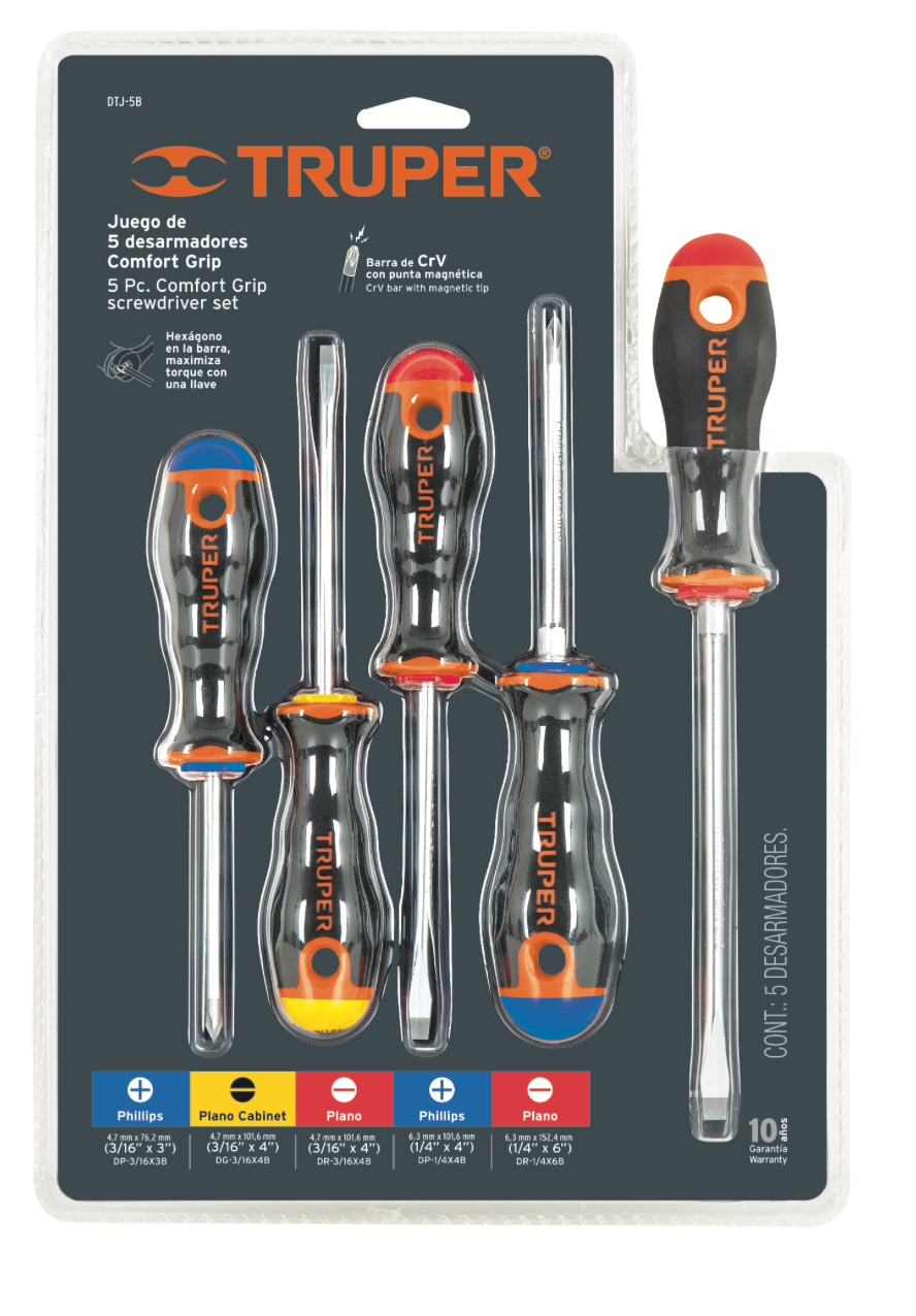 Desarmadores Truper / 5 Piezas.