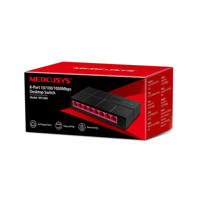Switch Mercusys de Escritorio 8 Puertos 10/100/1000 Mbps.