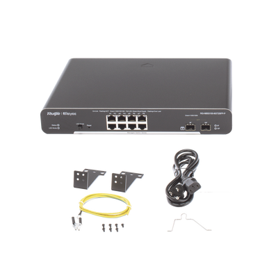 Switch Ruijie Administrable POE con 8 Puertos Gigabit 802.3af/at + 2 SFP.