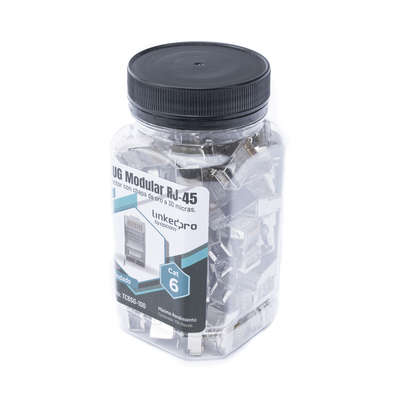 Bote con 100 Piezas de Plug Modular RJ45 Cat6 Blindado con pin de Tierra.