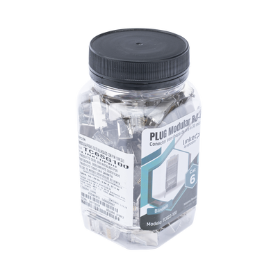 Bote con 100 Piezas de Plug Modular RJ45 Cat6 Blindado con pin de Tierra.