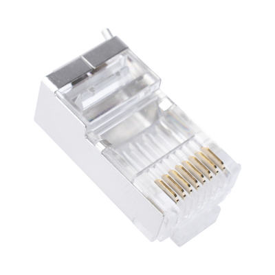Bote con 100 Piezas de Plug Modular RJ45 Cat6 Blindado con pin de Tierra.