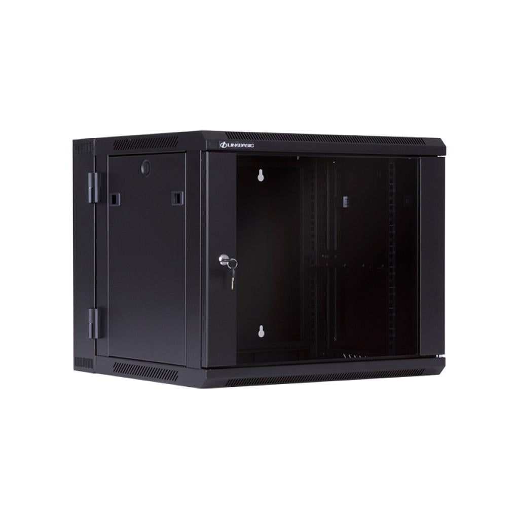 Gabinete Linkbasic de Pared 9U Abatible con puerta de Vidrio/ 550M de Profundida.